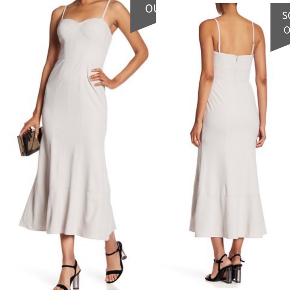 NWT VERA WANG Tea Length Dress in Silt Grey - Picture 5 of 7